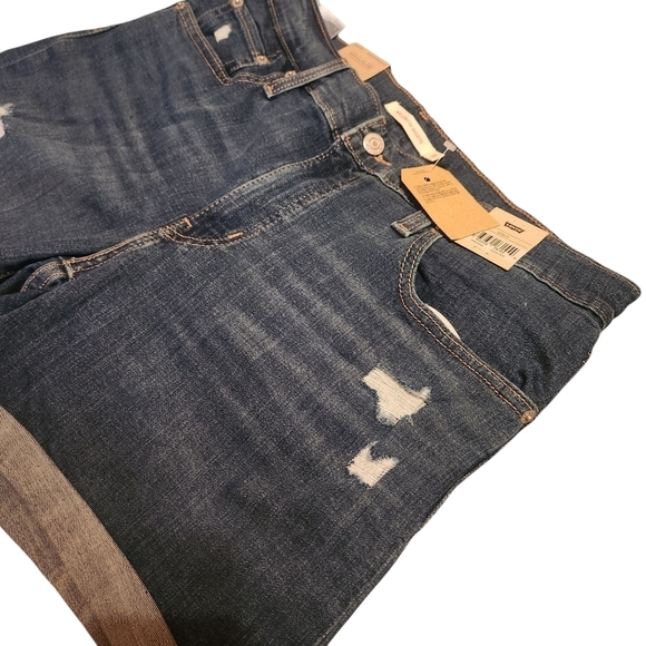 Levi's Mid Length Shorts Blue Jean Shorts Denim Cutoff Distressed Hypersoft - Picture 14 of 15